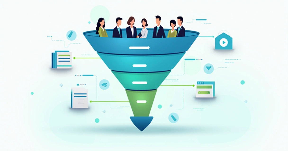 Funil de vendas CRM apresentando pessoas e negócios em diferentes etapas 