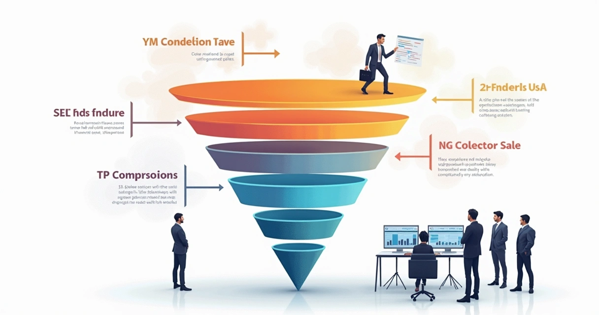 Diagrama de funil com etapas do processo de vendas B2B