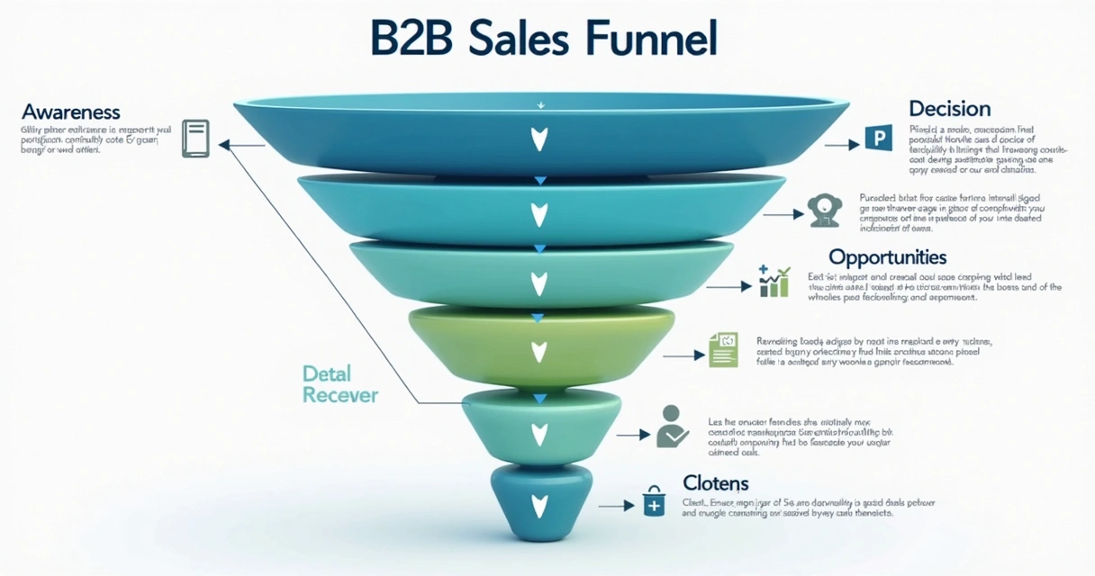 Diagrama com etapas do funil de vendas B2B