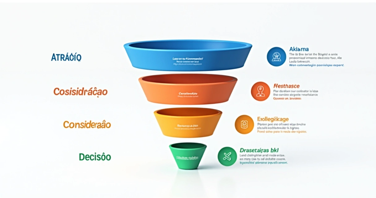 Representação visual do funil de vendas com diferentes CTAs em cada etapa 
