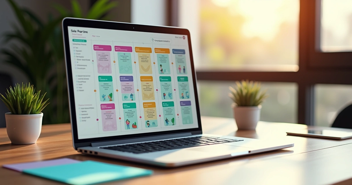 Painel de funil de vendas de CRM Big Boss na tela de um notebook 