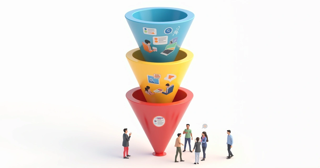 Visualização do funil de vendas com pessoas em cada etapa 