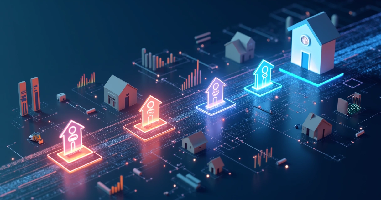 Representação visual de um funil de vendas digital com leads migrando para um novo sistema de CRM