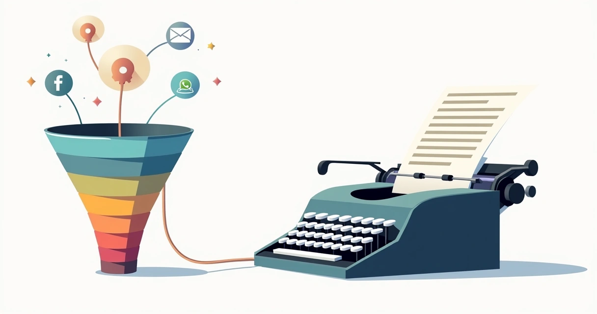Ilustração de funil ligado à copy 
