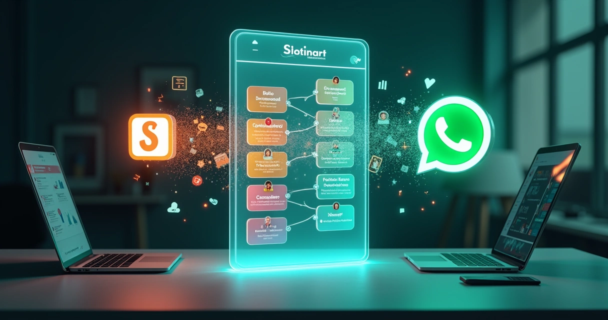 Fluxo de funil digital conectando Hotmart ao WhatsApp com cartões de clientes 