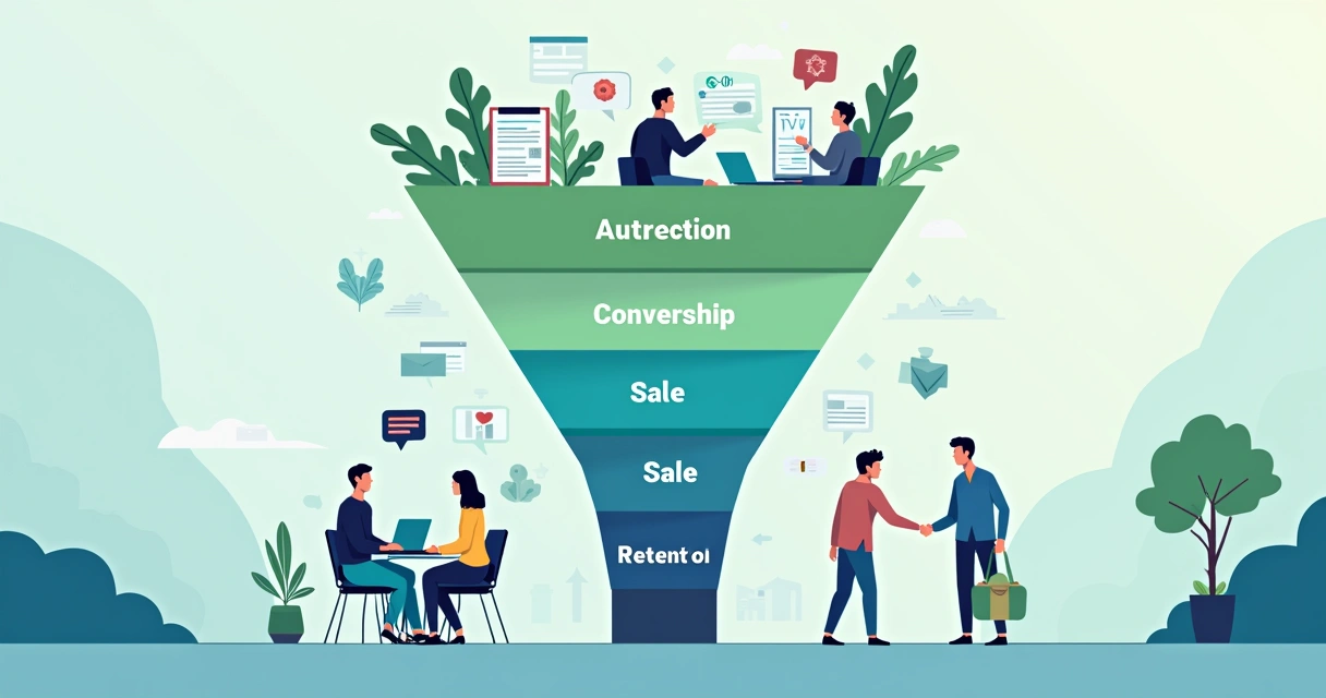 Gráfico demonstrando as etapas do funil inbound na contabilidade 
