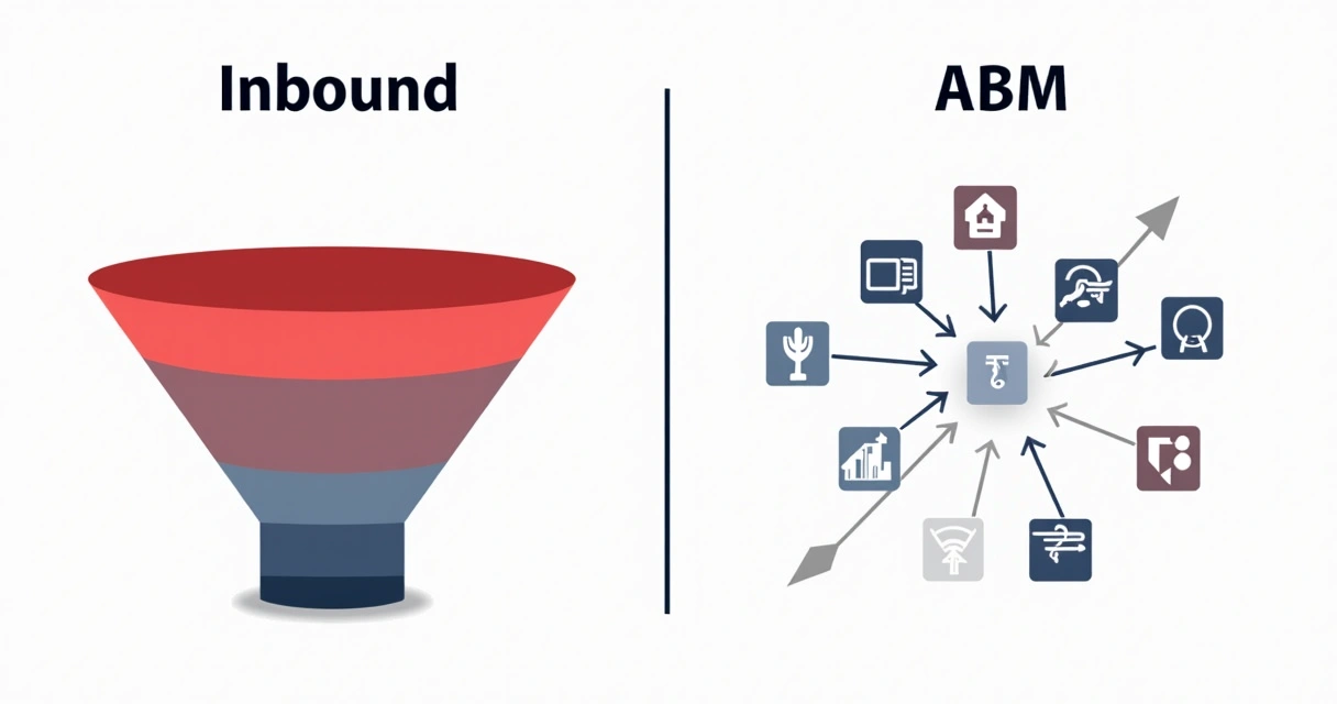 Comparação gráfica de funil inbound e ABM