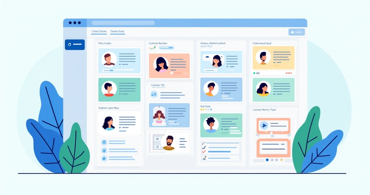 Tela Kanban mostrando funil de atendimento imobiliário moderno 