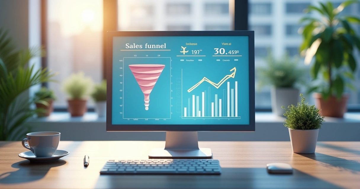 Painel digital com funil de vendas de leads 