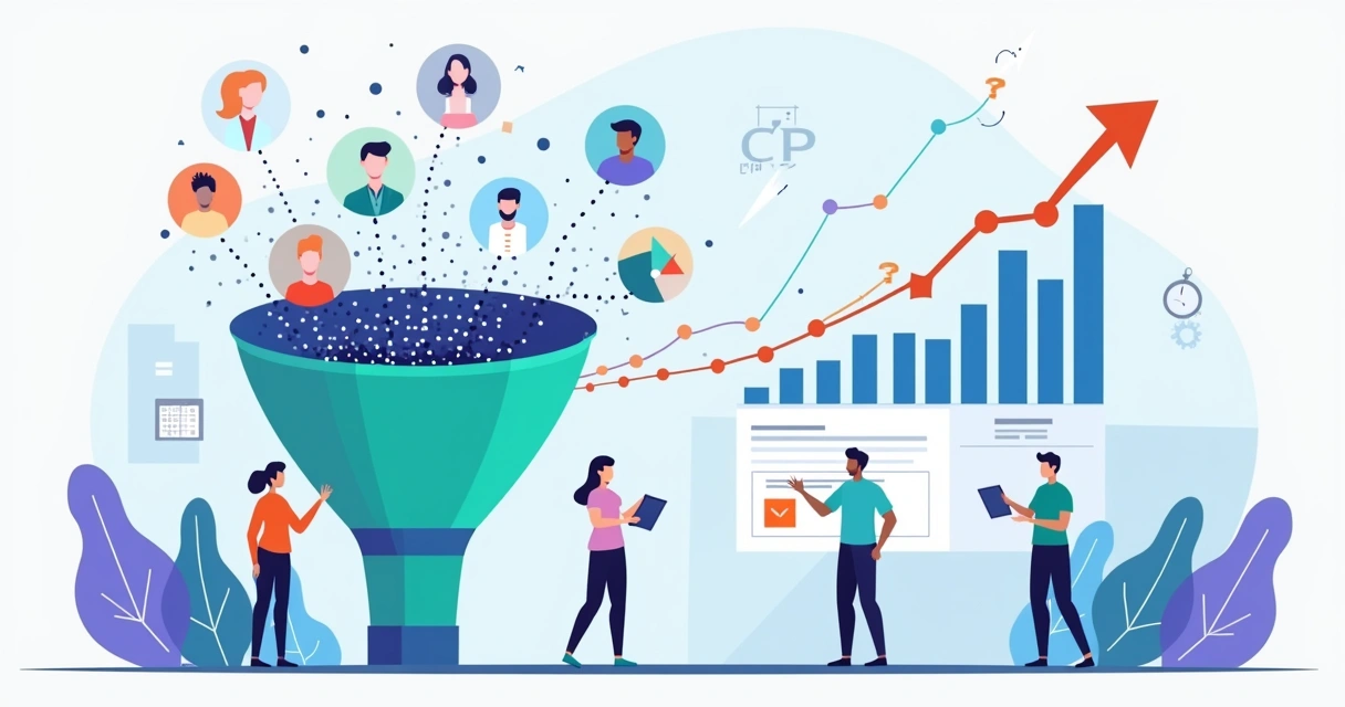 Funil de leads qualificados transformando visitantes em crescimento de negócios 