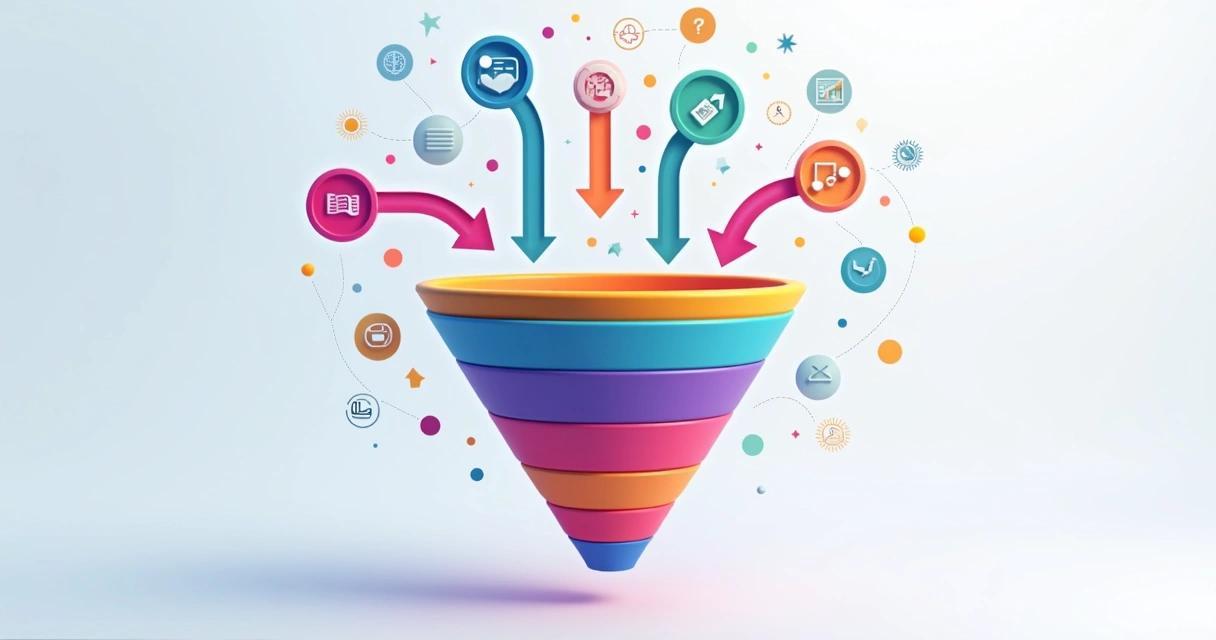 Funil de vendas digital mostrando fluxo de leads do marketing à venda 