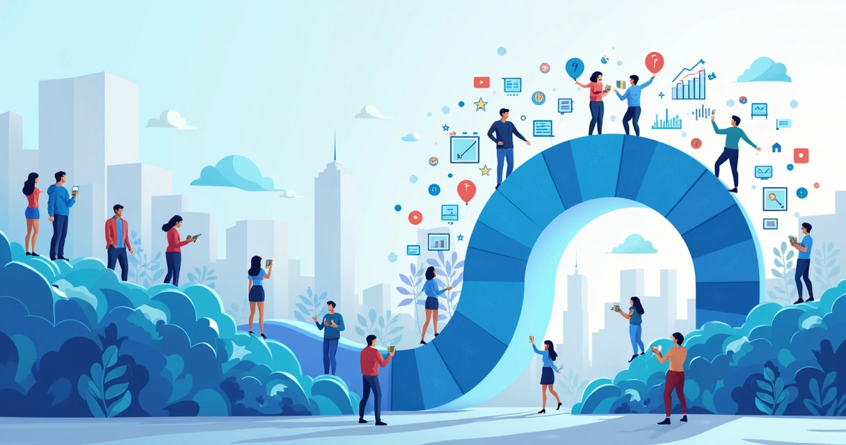 Representação visual de um funil de marketing com inteligência artificial preditiva