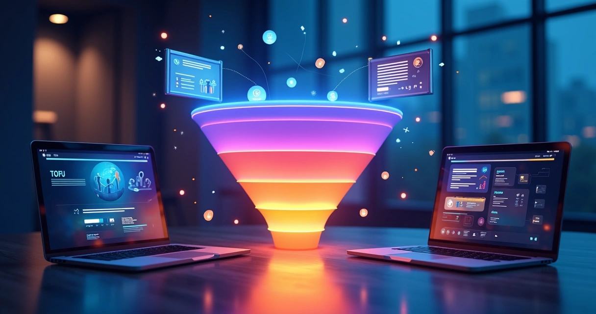 Funil de marketing com landing pages e formulários em cada etapa 