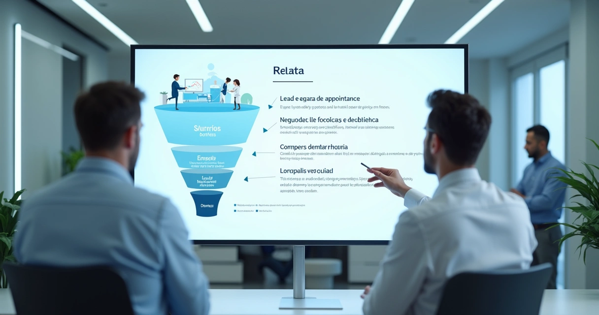 Funil de marketing odontológico com etapas de lead até fechamento