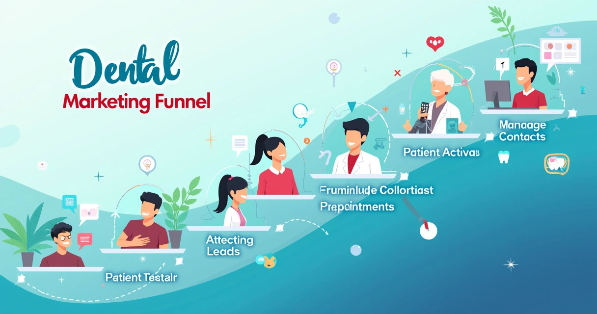 Gráfico ilustrativo do funil de marketing de pacientes na odontologia 