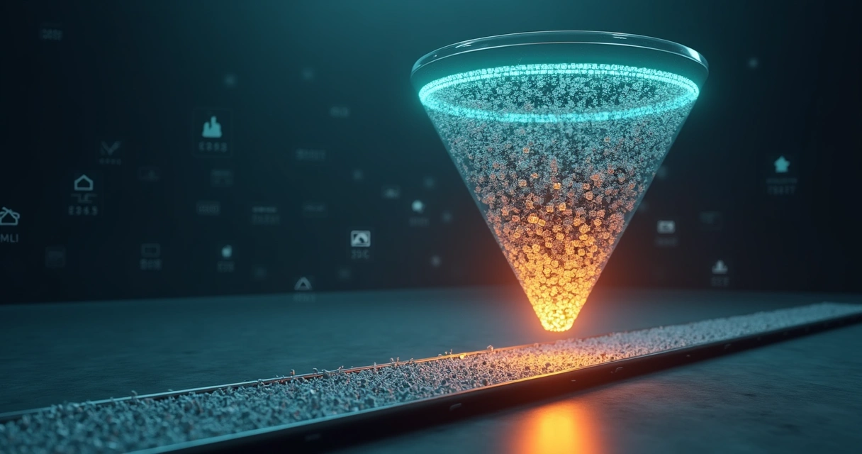 Funil de vendas mostrando leads sendo filtrados em MQL e SQL 