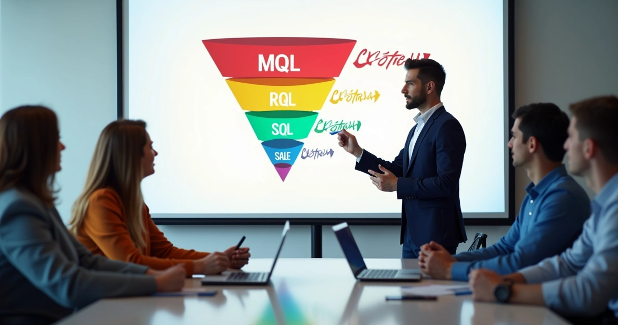 Gráfico de funil ilustrando as etapas MQL e SQL