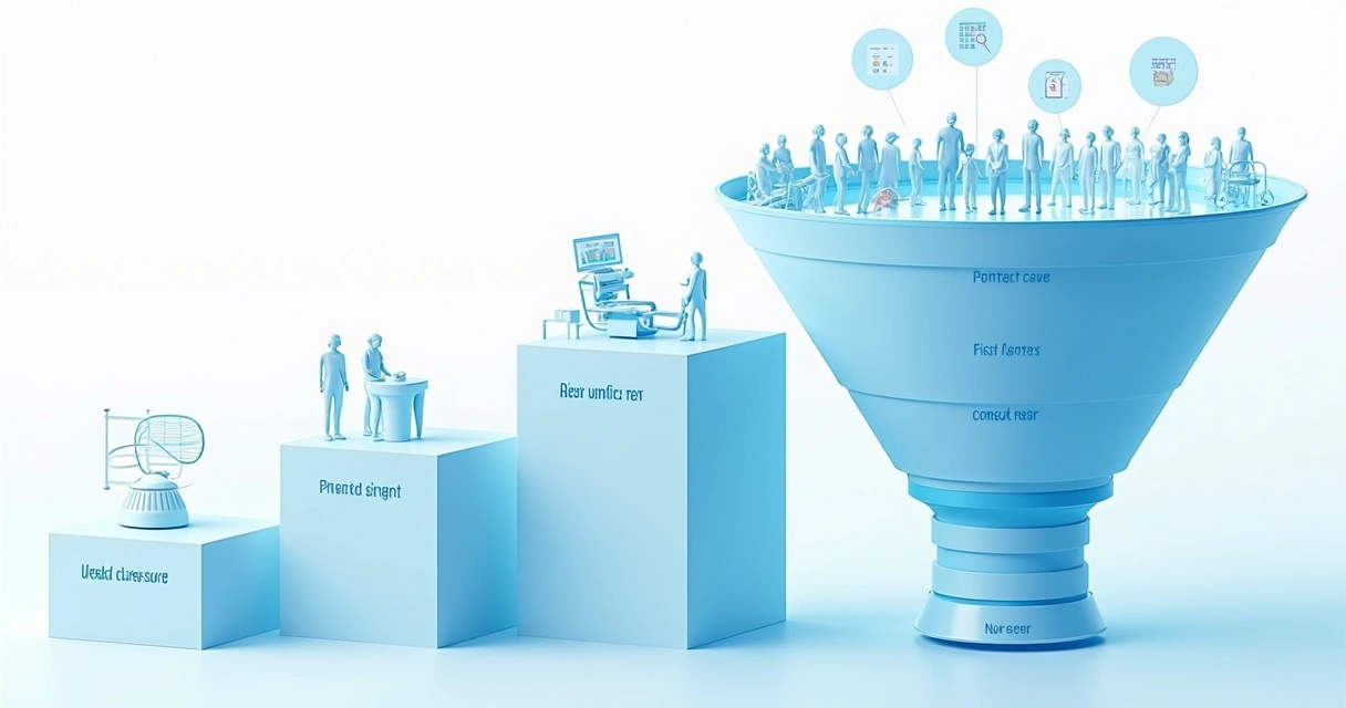 Representação gráfica do funil de conversão de pacientes em uma clínica odontológica 