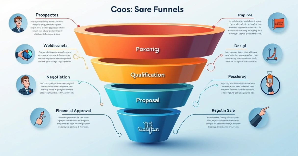 Funil de vendas personalizado com etapas de serviços e tecnologia 