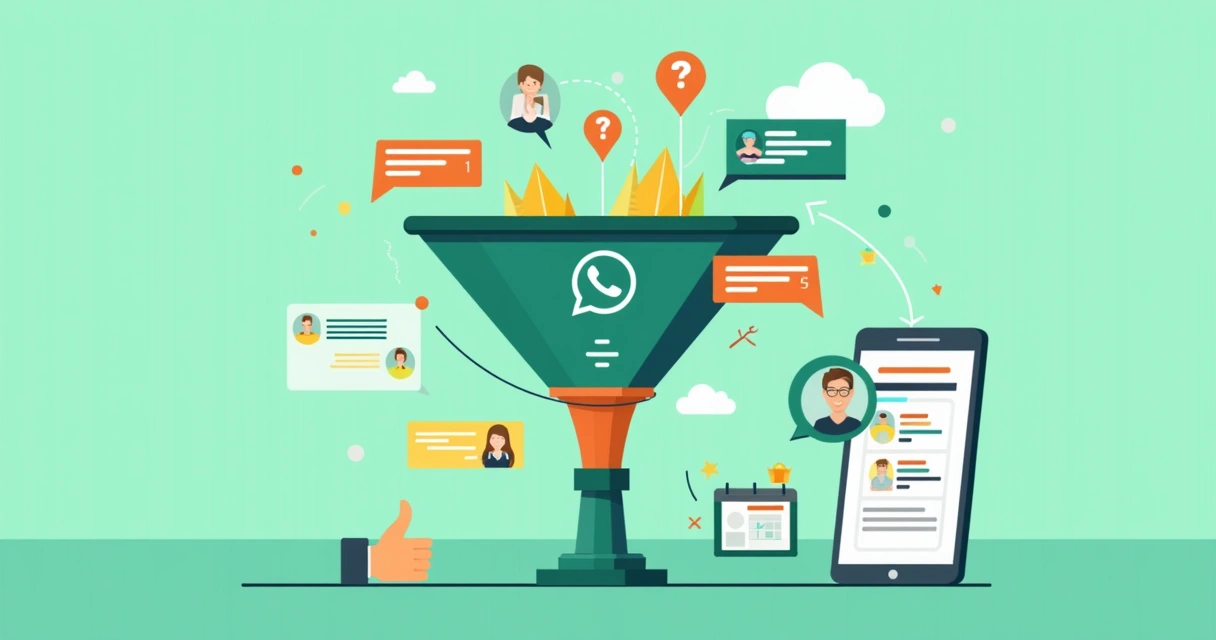 Representação visual do funil de qualificação de leads pelo WhatsApp 