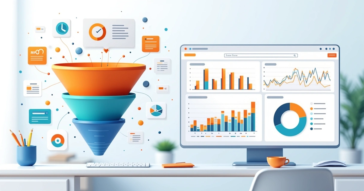 Funil de vendas integrado a relatórios de retargeting 