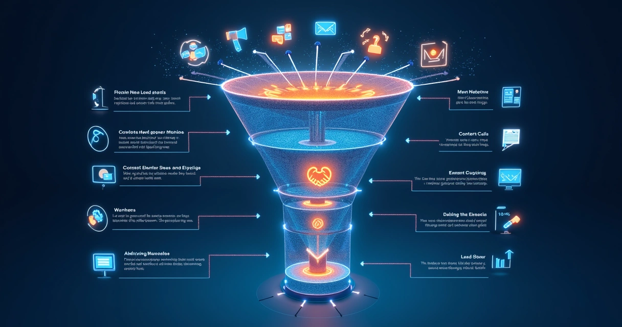 Fluxo de automação no funil de vendas digital. 