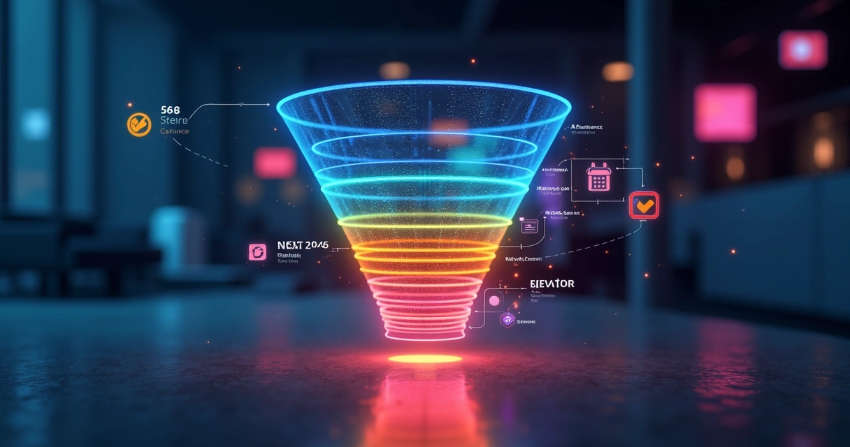 Fluxo visual de funil de vendas automatizado 