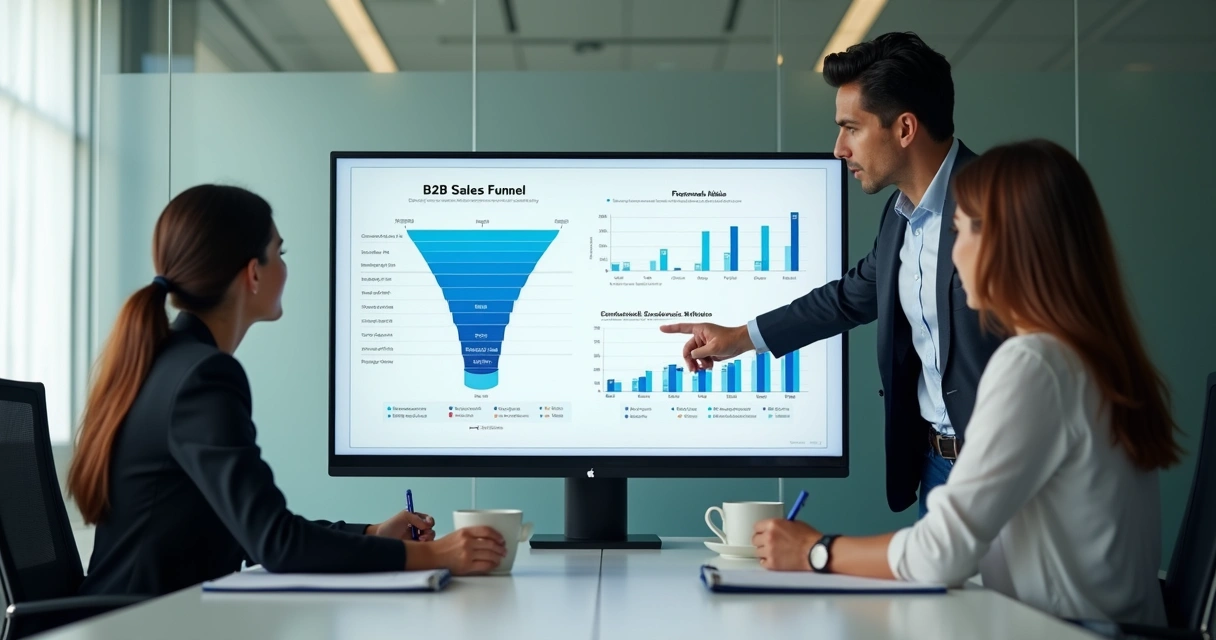 Funil de vendas B2B em dashboard comercial