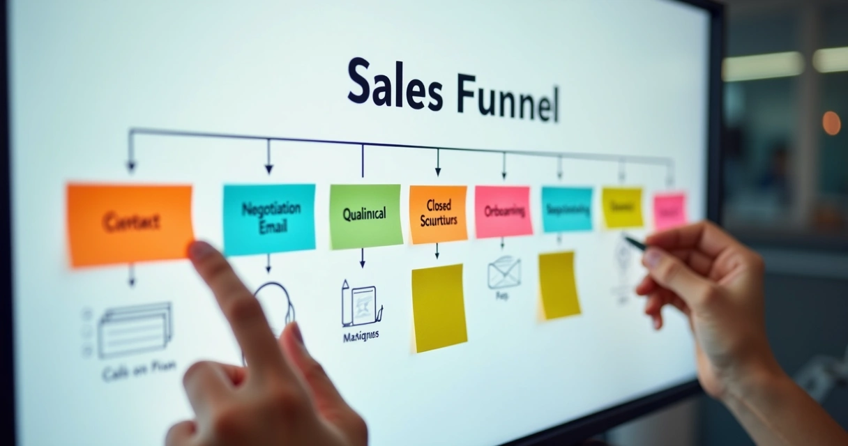 Fluxograma simples com etapas do funil de vendas B2B 