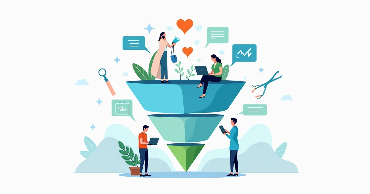 Representação visual de funil de vendas adaptado para clínicas de estética e saúde 