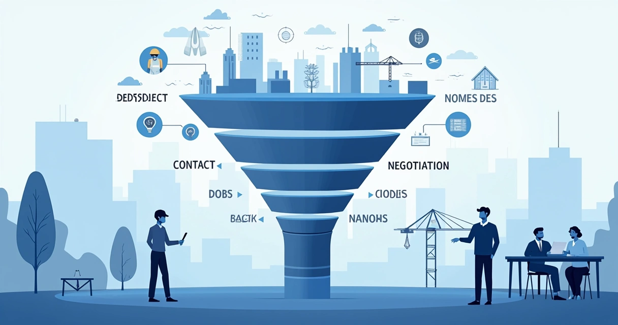 Funil de vendas detalhado com etapas da prospecção à negociação 