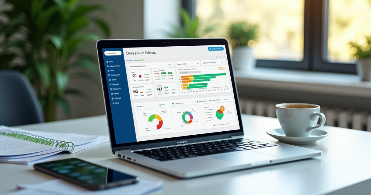 Sales pipeline in CRM dashboard with colorful metrics and stages