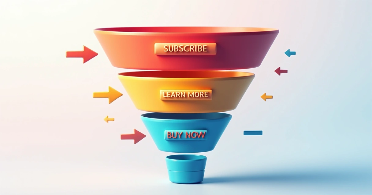Funil de vendas com exemplos de CTA em cada fase 