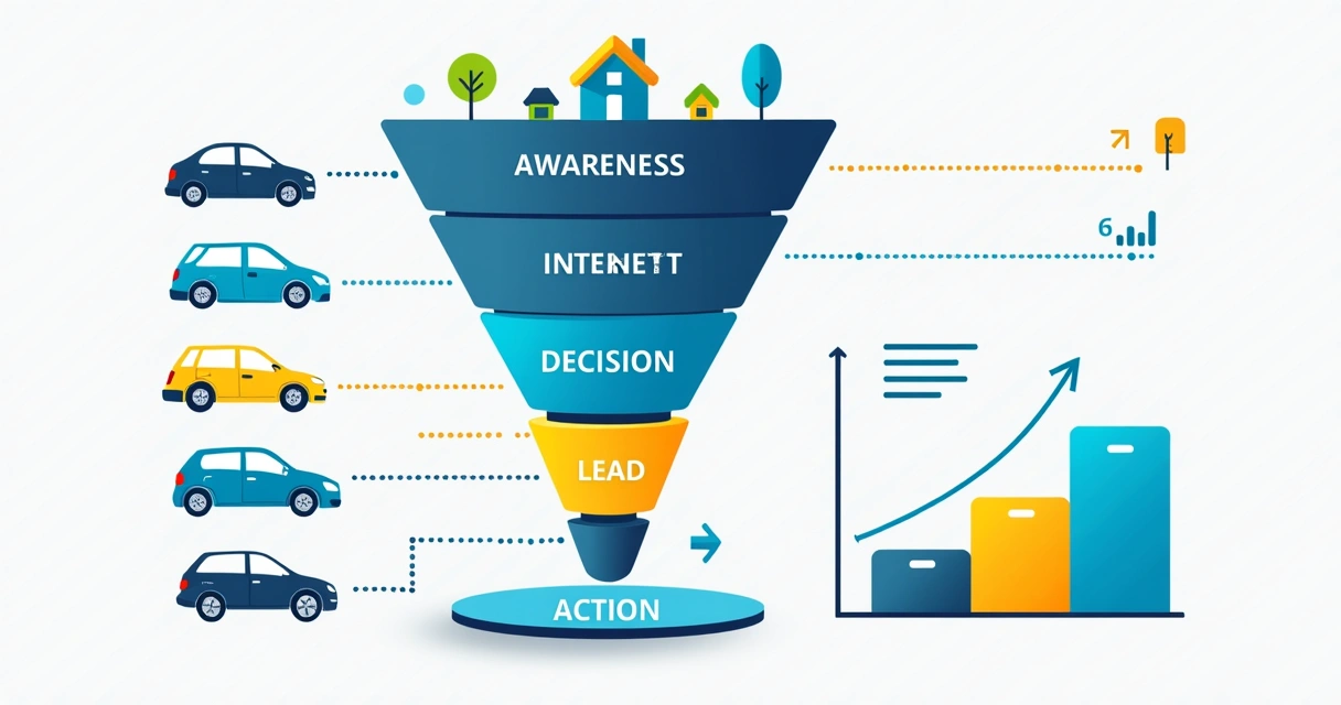 Como Gerar Leads Qualificados para Consórcio: Guia Completo 3 Funil de vendas digitais mostrando etapas do consórcio