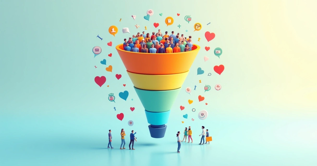 Gráfico de funil de vendas com etapas do topo ao fundo.