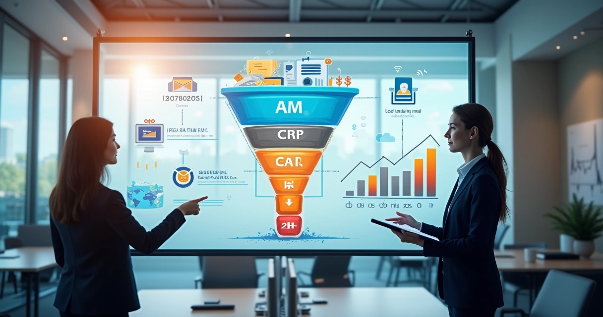 Ilustração realista de funil de vendas digital para consultoria