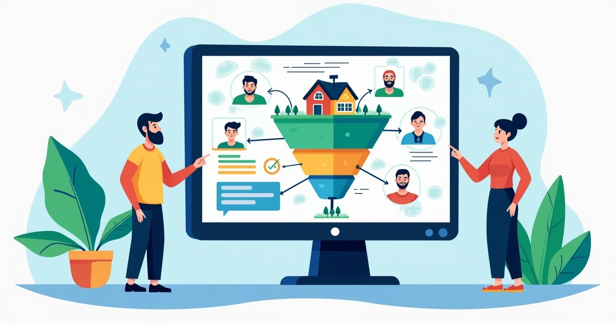 Funil de vendas digital do mercado imobiliário com automação e IA