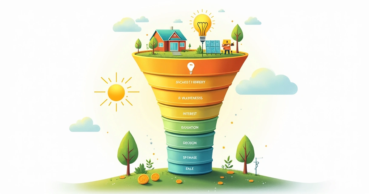 Diagrama do funil de vendas para energia solar 