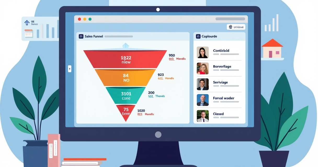 Funil de vendas digital para imobiliária na tela de computador 