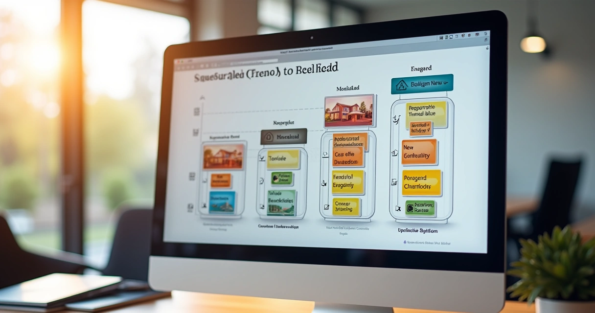 Visualização digital de funil de vendas estilo kanban 