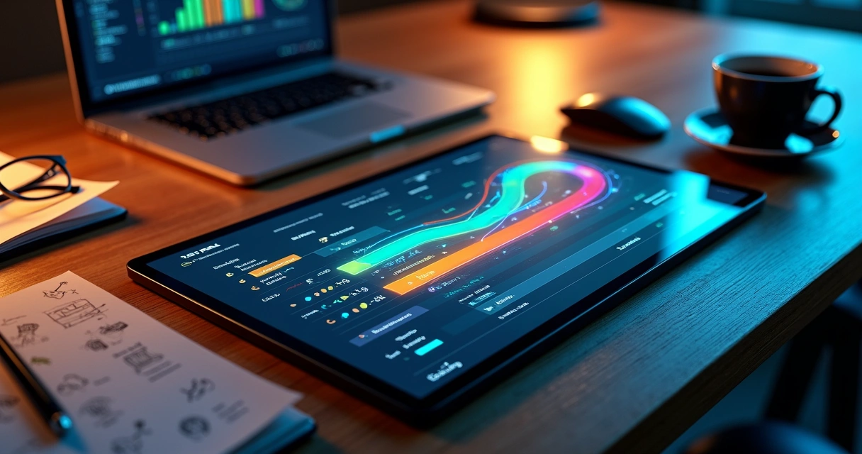 Funil de vendas digital em formato de pista vista de cima 