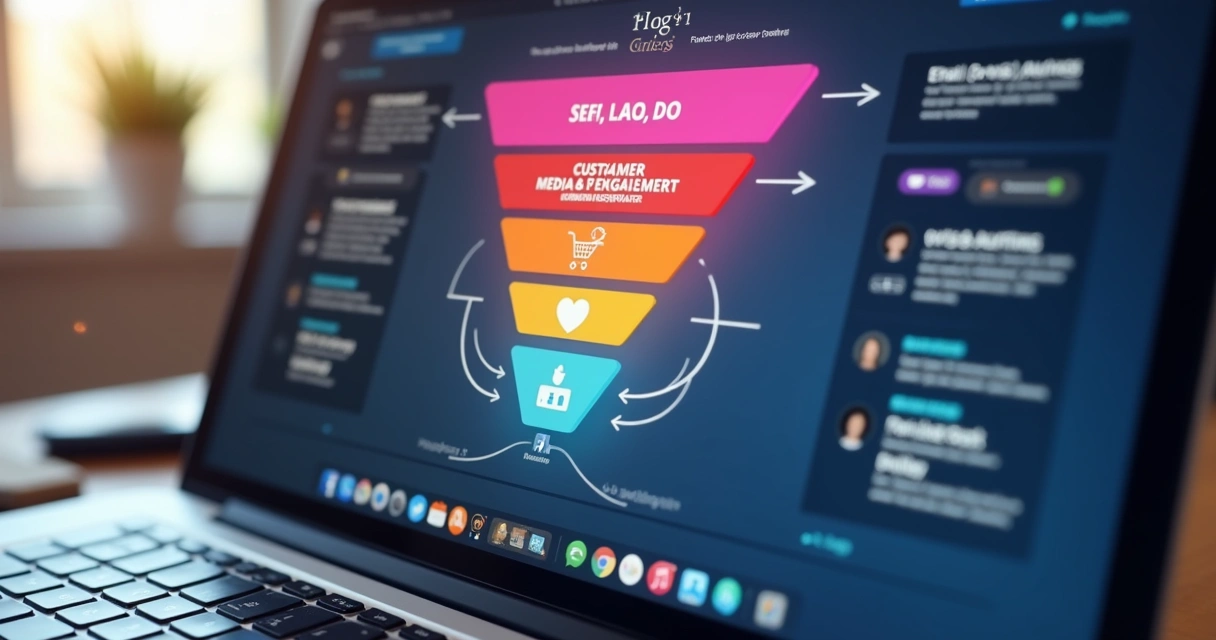 Gráfico de funil mostrando etapas do cliente nas redes sociais até a compra 