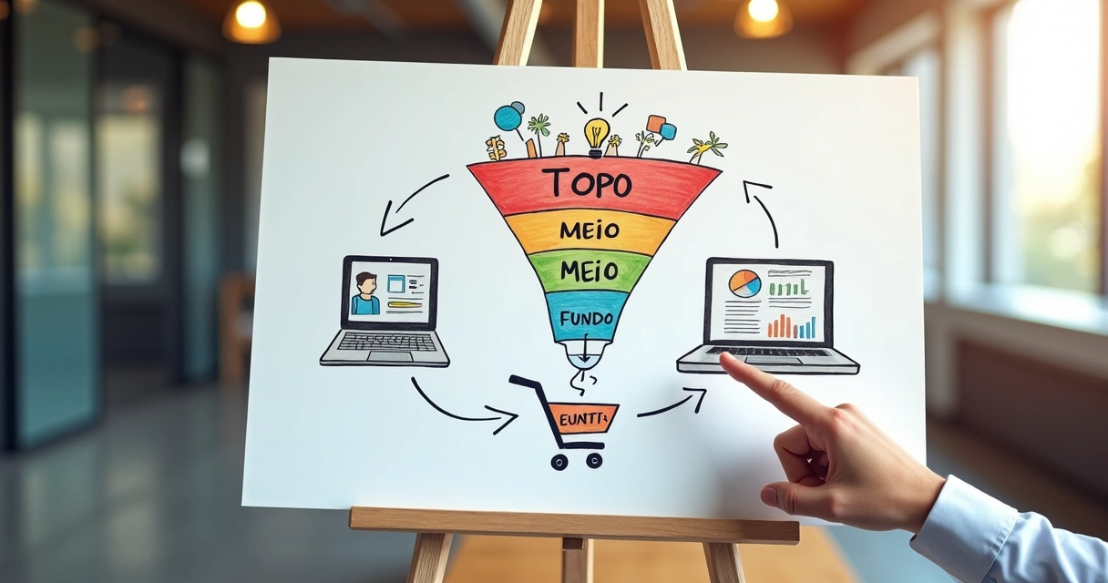 Funil de vendas digital com storytelling em vários dispositivos 