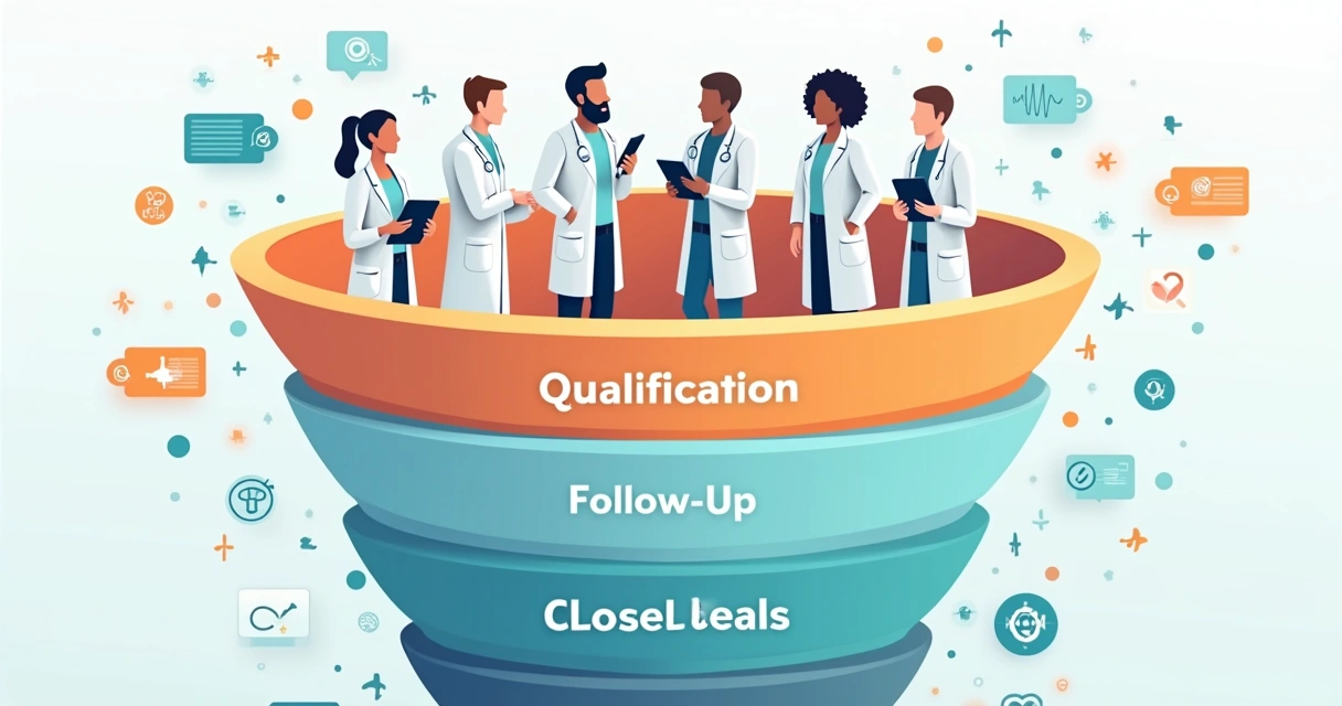 Qualificação de leads em Saúde e o impacto no SLA com vendas 3 Representação visual de funil de vendas em saúde