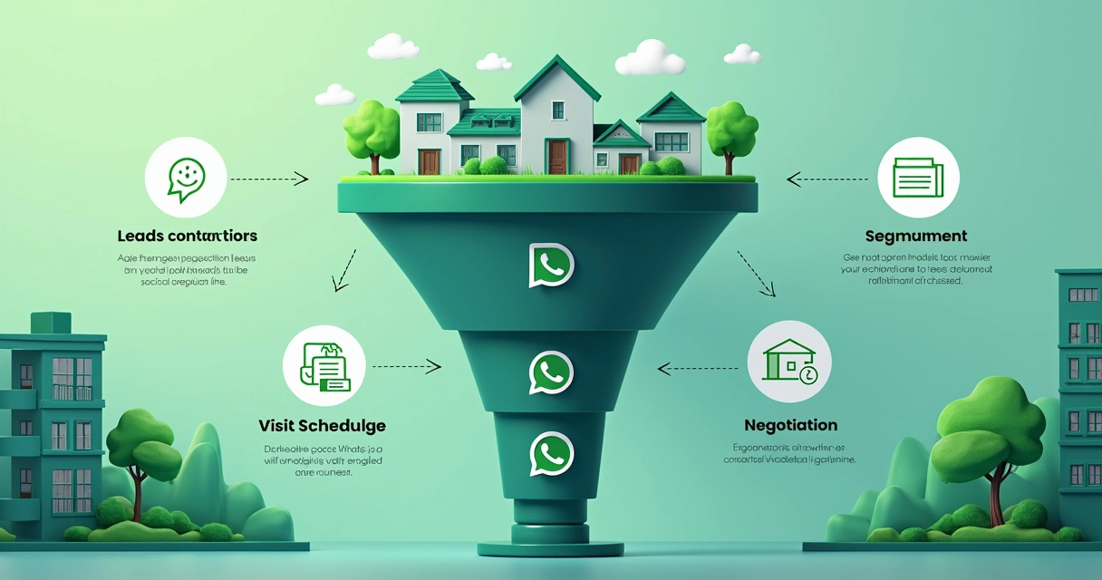 Gráfico ilustrando funil de vendas no WhatsApp para imóveis