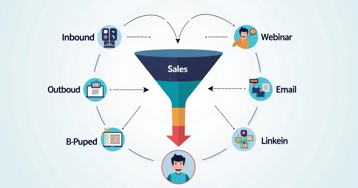 Funil de vendas em Y integrando inbound e outbound contábil 