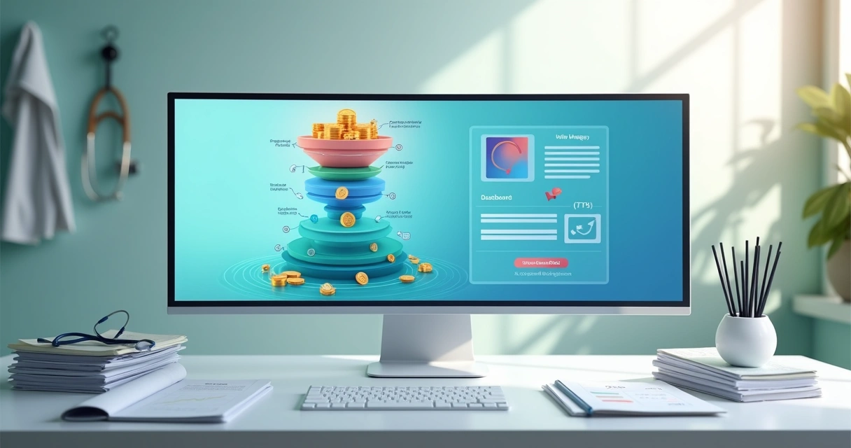 Comparação visual entre funil digital e anúncio direto para clínica médica 