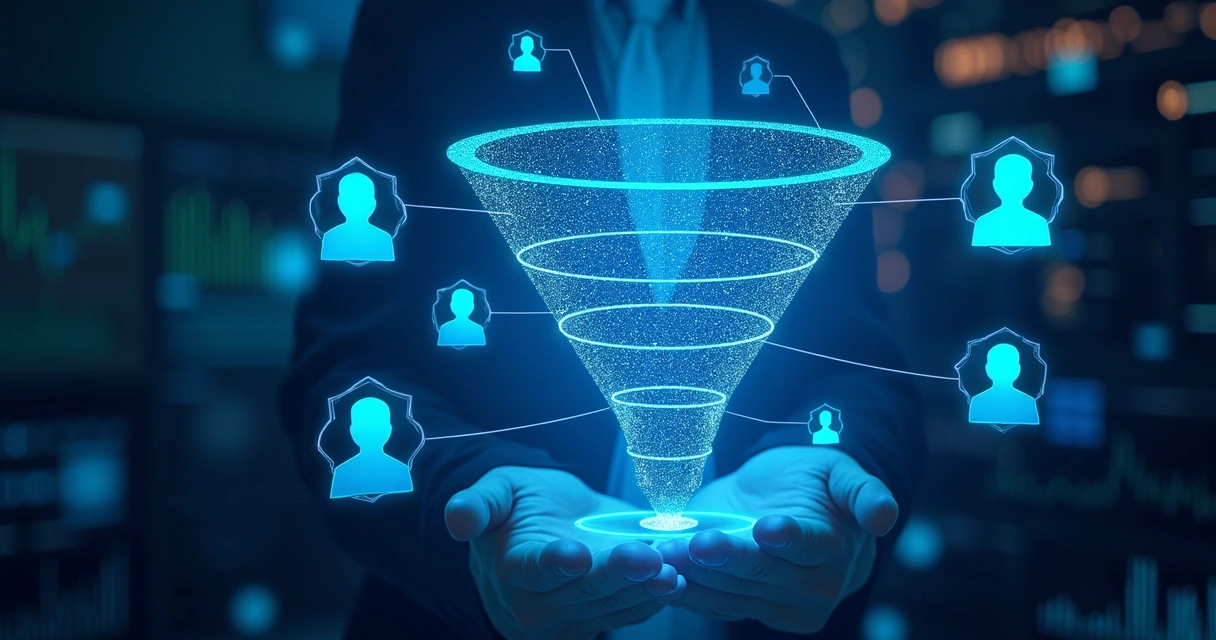 Fluxo de funil de vendas B2B no LinkedIn com IA 