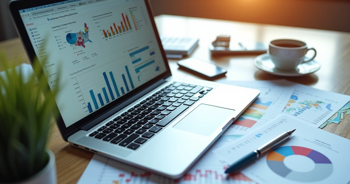 Gráficos de vendas e estatísticas de loja de móveis online 