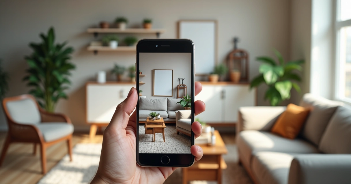 Furniture e-commerce site on smartphone screen 